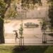 Ilustrācija: man, umbrella, rain, hail, storm, run, thunderstorm, precipitate, water, climate, road, street, nature, urban, city