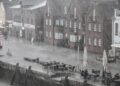 Ilustrācija: rain, street, city, nature, port, rainy weather, bad weather, houses, town, wet, outdoors, old town