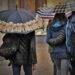 Ilustrācija: umbrella, rain, wet, street, city, rainy day, nature, water, the person, man, people, umbrellas, in the rain, stain, drop of rain, gloomily, raindrops, morgrntau, jacket, urban street