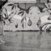 Ilustrācija: woman, walking, umbrella, street art, city, street, raining, black and white
